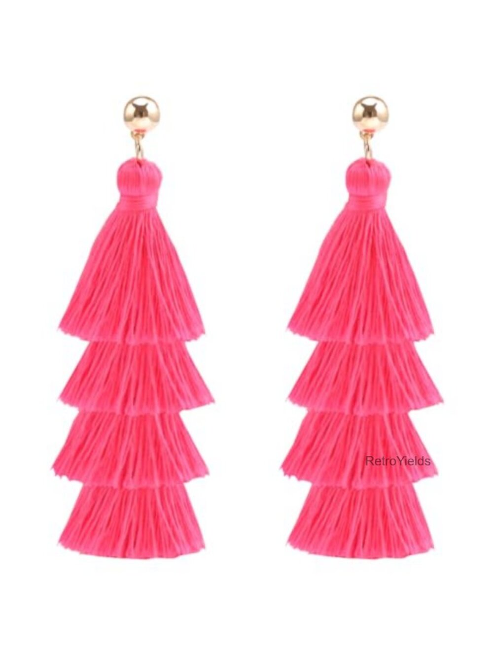 Layered Tassel Drop Earrings, Bohemian Gold Plated, Women's Jewelry